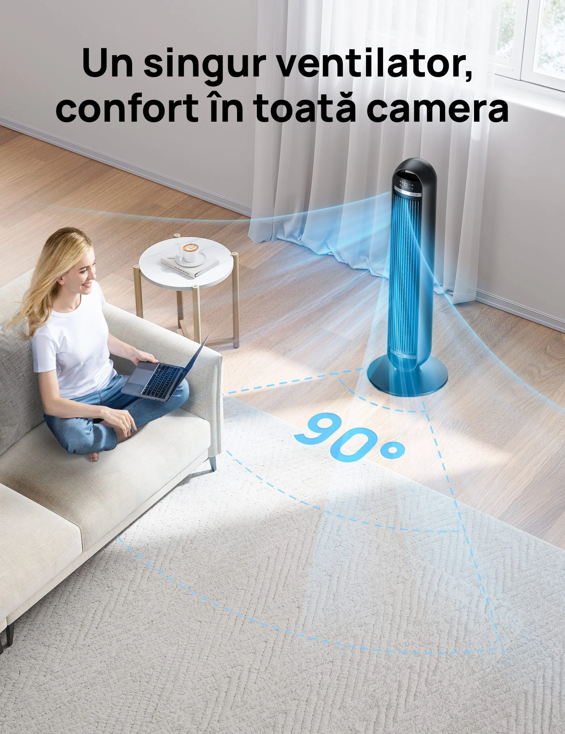 Ventilator turn dreo nomad dr-htf014, 8 viteze, 4 moduri de functionare,telecomanda, negru Thumbnail 5